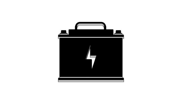 Icône Batterie Voiture Noire Isolée Sur Fond Blanc Accumulateur Énergie — Video