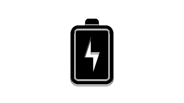 Schwarzes Batterie Symbol Isoliert Auf Weißem Hintergrund Blitz Symbol Video — Stockvideo