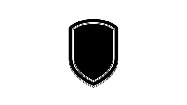 Ikona Black Shield Izolována Bílém Pozadí Strážní Znak Grafická Animace — Stock video