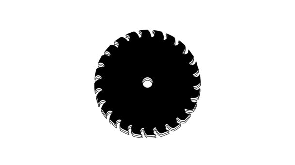 Black Circular Saw Blade Icon Isolated White Background Saw Wheel — стоковое видео