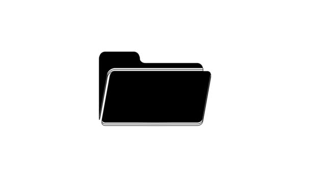 Black Folder Icon Isolated White Background Video Motion Graphic Animation — Stok video