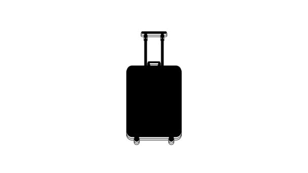 Ikona Walizki Black Travel Izolowana Białym Tle Podróżujący Znak Bagażu — Wideo stockowe
