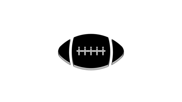 Black American Football Ball Icon Isolated White Background Video Motion — Stockvideo