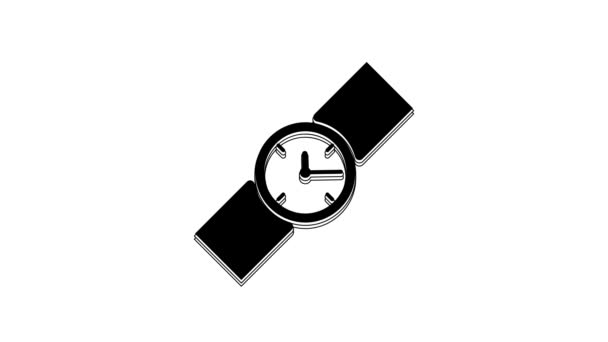 Schwarzes Armbanduhr Symbol Auf Weißem Hintergrund Armbanduhr Symbol Video Motion — Stockvideo