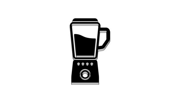 Icono Blender Negro Aislado Sobre Fondo Blanco Cocina Eléctrica Licuadora — Vídeo de stock