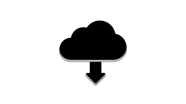 Black Cloud Nedladdning Ikon Isolerad Vit Bakgrund Video Motion Grafisk — Stockvideo