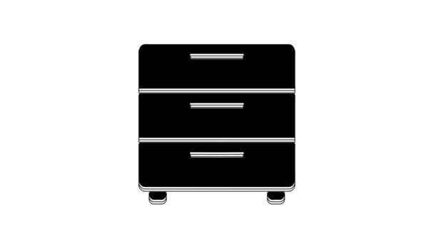 黑色家具床头柜图标隔离在白色背景 4K视频运动图形动画 — 图库视频影像