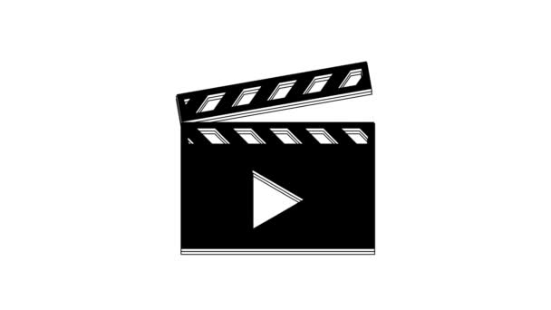 Black Movie Clapper Pictogram Geïsoleerd Witte Achtergrond Filmklapbord Klembord Cinema — Stockvideo