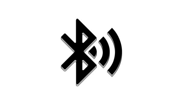 Black Bluetooth Connected Icon Isolated White Background Video Motion Graphic — Stock Video