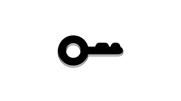 Black Key Symbol Isoliert Auf Weißem Hintergrund Video Motion Grafik — Stockvideo