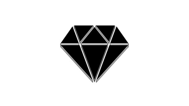 Black Diamond Icon Isolated White Background Jewelry Symbol Gem Stone — Stock Video