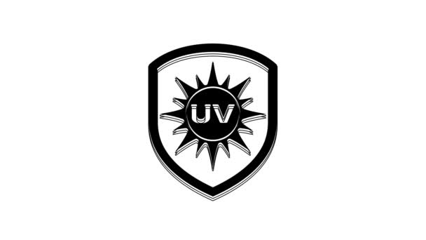 Black Protection Icon Isolated White Background Sun Shield Ultra Violet — Stok video