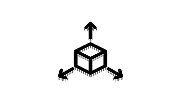 Icono Cubo Isométrico Negro Aislado Sobre Fondo Blanco Cubos Geométricos — Vídeo de stock