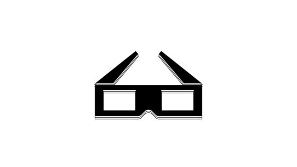 Czarna Ikona Okularów Odizolowana Białym Tle Animacja Graficzna Ruchu Wideo — Wideo stockowe