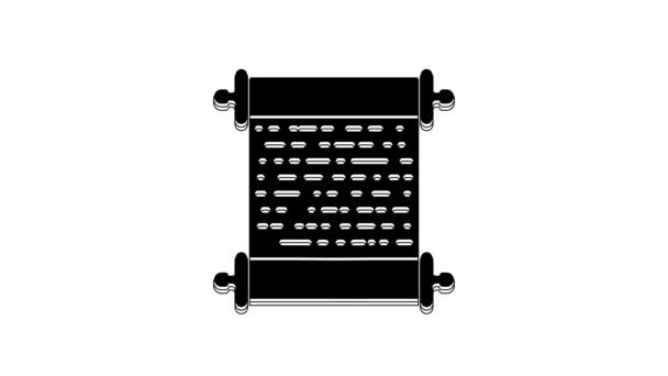 Black Paper Scroll Icon Isolated White Background Canvas Scroll Sign — Stockvideo