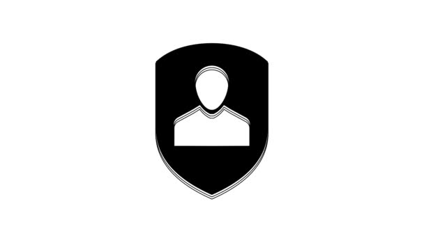 白の背景に隔離されたブラックユーザー保護アイコン 安全なユーザーログイン パスワード保護 個人データ保護 4Kビデオモーショングラフィックアニメーション — ストック動画