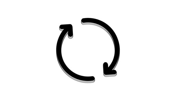 Svart Uppdatera Ikonen Isolerad Vit Bakgrund Ladda Symbolen Rotationspilar Cirkel — Stockvideo