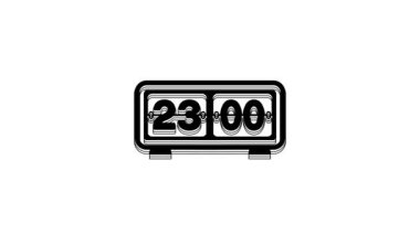 Siyah Retro saat simgesi beyaz arkaplanda izole edildi. Duvar kapağı saati, sayı sayacı şablonu, tüm basamaklar takla. 4K Video hareketli grafik canlandırması.