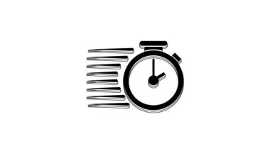 Siyah Kronometre simgesi beyaz arkaplanda izole edildi. Zaman göstergesi. 4K Video hareketli grafik canlandırması.