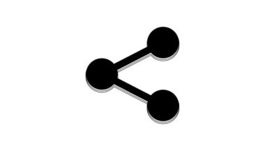 Black Share icon isolated on white background. Share, sharing, communication pictogram, social media, connection, network, distribute sign. 4K Video motion graphic animation.