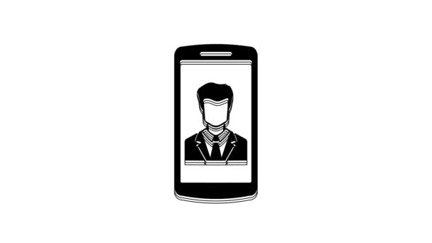 Černý Smartphone Kontaktem Obrazovce Ikonu Izolované Bílém Pozadí Příchozí Hovor — Stock video