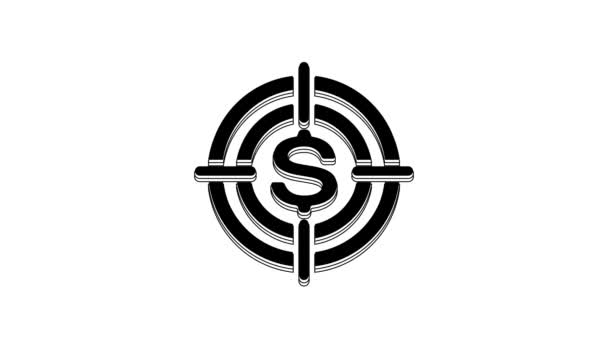 Schwarze Zielscheibe Mit Dollarsymbol Auf Weißem Hintergrund Investitionsziel Erfolgreiches Geschäftskonzept — Stockvideo