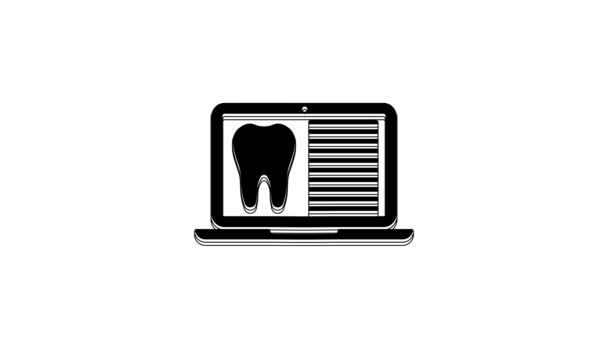 Black Laptop Dental Card Patient Medical Records Icon Isolated White — Stock Video
