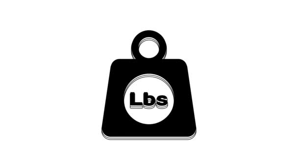Black Weight Pounds Icon Isolated White Background Pounds Weight Block — 비디오