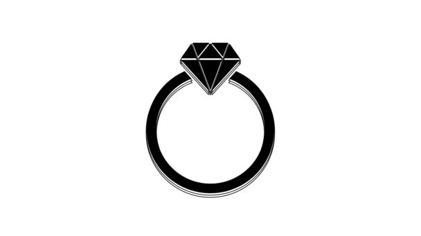 Ікона Залучення Чорного Діаманта Ізольована Білому Тлі Відеографічна Анімація — стокове відео