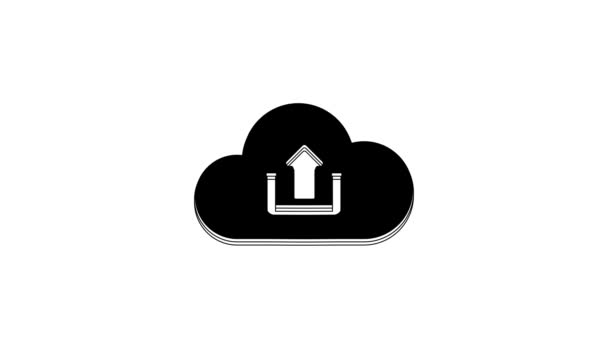 Icono Carga Black Cloud Aislado Sobre Fondo Blanco Animación Gráfica — Vídeo de stock