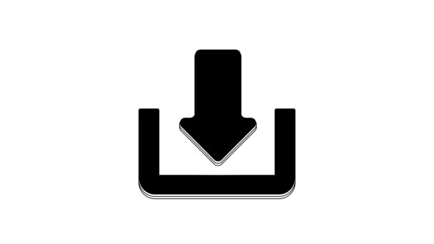 Icono Descarga Negro Aislado Sobre Fondo Blanco Sube Botón Símbolo — Vídeos de Stock