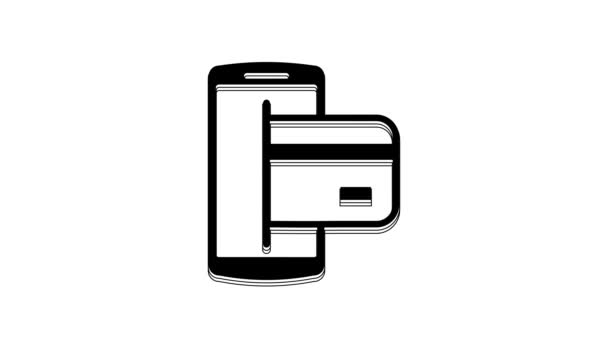 黒のNfc支払いアイコンは 白の背景に隔離された モバイル決済 Nfcスマートフォンのコンセプト 転送アイコン 4Kビデオモーショングラフィックアニメーション — ストック動画