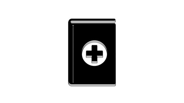 Black Medical Book Icoon Geïsoleerd Witte Achtergrond Video Motion Grafische — Stockvideo