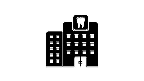 Black Dental Clinic Icon Isolated White Background Dentistry Center Symbol — Vídeos de Stock