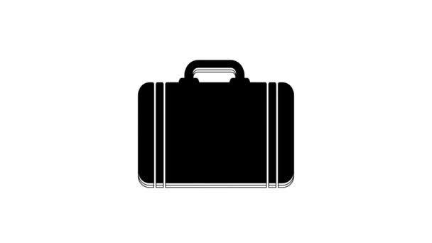 Zwarte Koffer Voor Reisicoon Geïsoleerd Witte Achtergrond Reisbagagebord Reisbagage Icoon — Stockvideo
