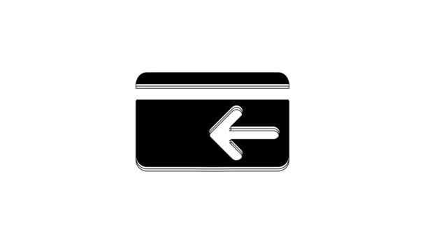 Чорна Значок Спини Готівки Ізольовано Білому Тлі Кредитна Картка Фінансові — стокове відео