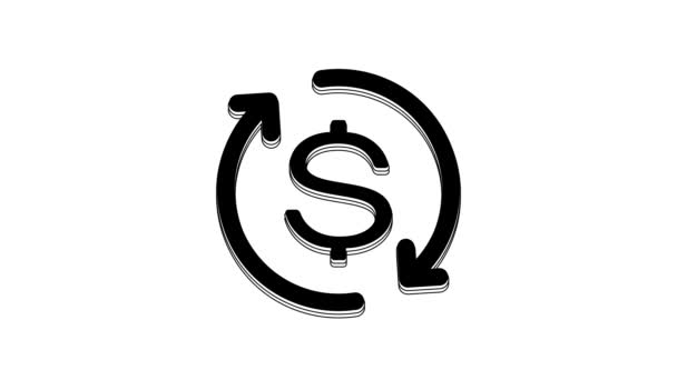 Black Return Investment Icon Isolated White Background Money Convert Icon — Stock Video
