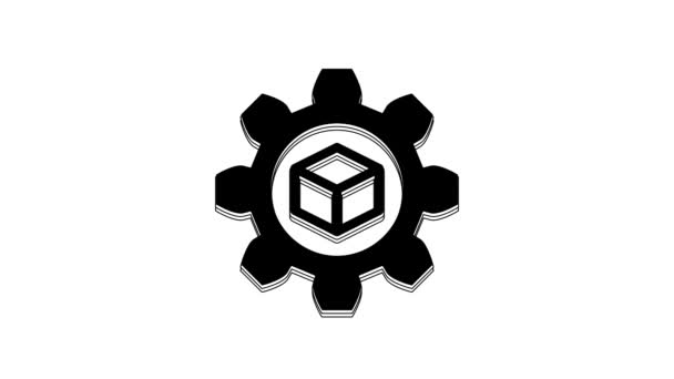 Ícone Desenvolvimento Produto Preto Isolado Fundo Branco Engrenagem Cubo Design — Vídeo de Stock