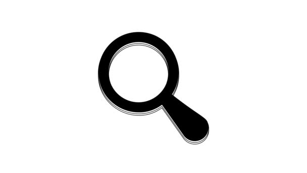 Black Magnifying Glass Icon Isolated White Background Search Focus Zoom — Stock Video