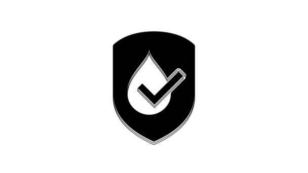 Black Waterproof Icon Isolated White Background Water Resistant Liquid Protection — стоковое видео