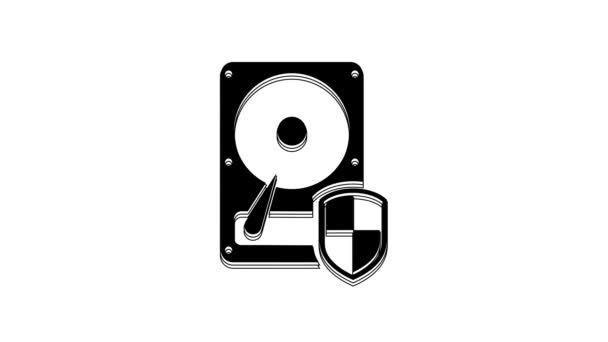 Black Hard Disk Drive Hdd Protection Icon Isolated White Background — ストック動画