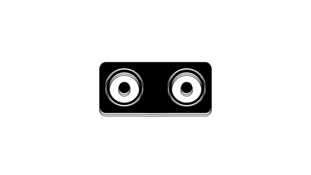 Icona Altoparlante Stereo Nero Isolato Sfondo Bianco Altoparlanti Del Sistema — Video Stock