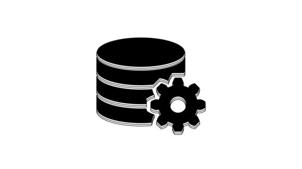 Black Setting Database Server Icon Isolated White Background Database Center — Stock video