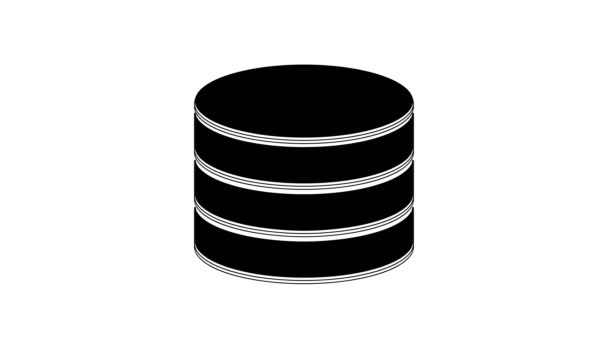 Black Database Icon Isolated White Background Network Databases Disc Progress — Stok video