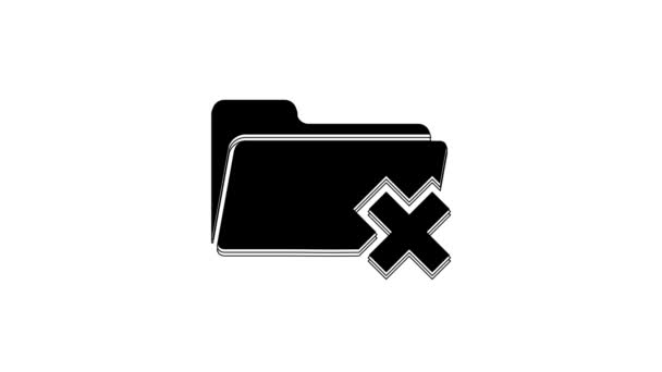 Black Delete Folder Icon Isolated White Background Folder Recycle Bin — Stock Video