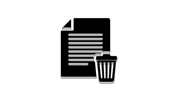 Black Delete File Document Icon Isolated White Background Paper Sheet — Vídeo de stock