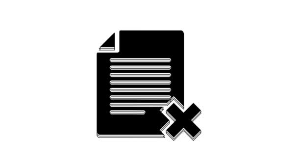 Black Delete File Document Icon Isolated White Background Rejected Document — Stock Video