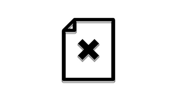 Schwarz Löschen Dateidokument Symbol Isoliert Auf Weißem Hintergrund Verworfenes Dokument — Stockvideo