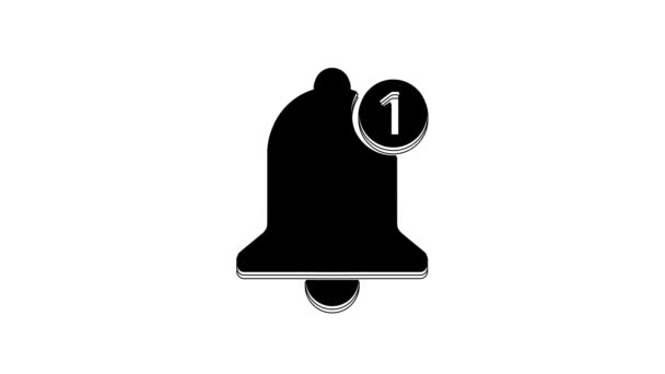 Ікона Black Bell Ізольована Білому Тлі Нова Ікона Повідомлення Нова — стокове відео