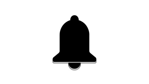 Černá Zvonění Ikona Izolované Bílém Pozadí Symbol Alarmu Služební Zvonek — Stock video